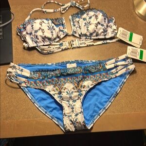 Lucky Brand Blue and White Bikini Set